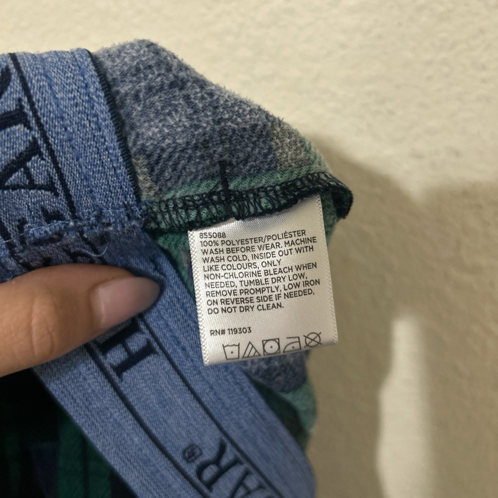 Haggar Men's Green and Navy Blue Plaid Flannel Pajama Pants Lounge Wear Size Lg - Picture 3 of 8